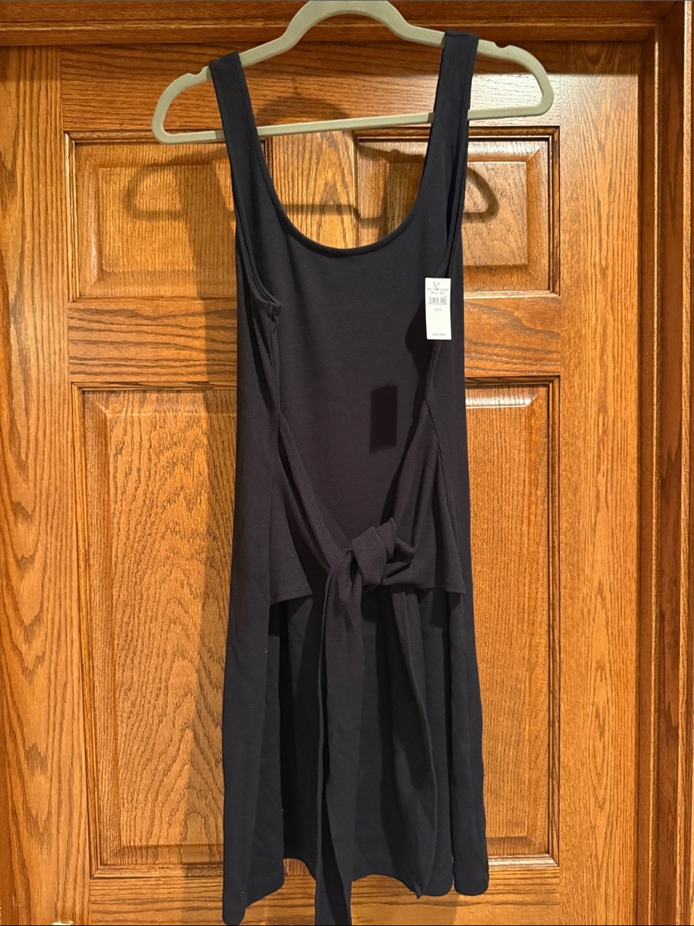 aerie Black Sleeveless Midi Dress with Front Tie